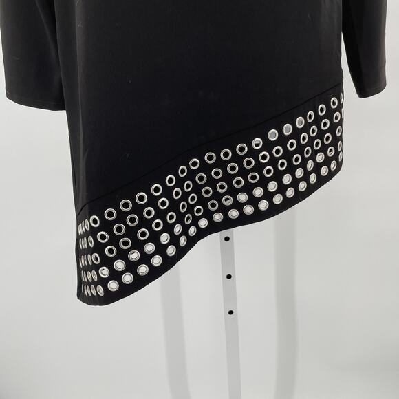 Style Stalker Isabella Black Asymmetrical Grommet Hem Long Sleeve Dress S NWT - Picture 6 of 10